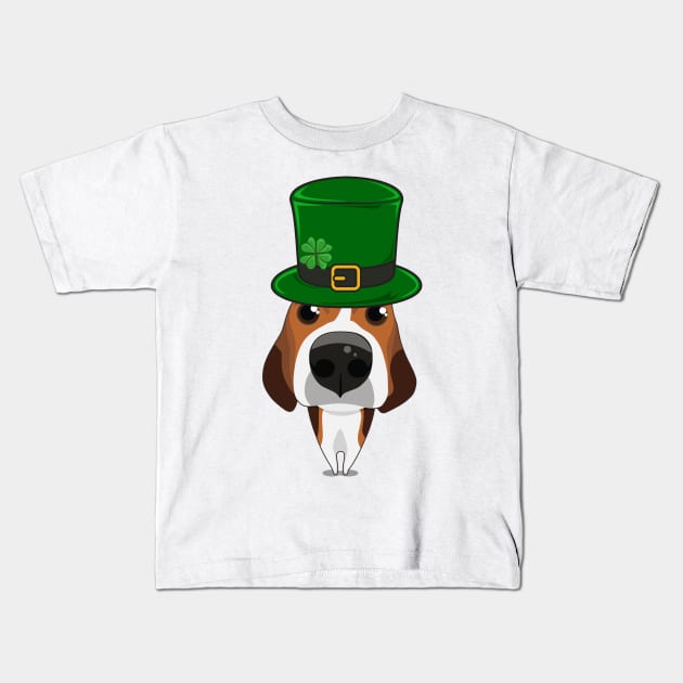 St Patrick Cute Kawaii Beagle Dog Kids T-Shirt by Aliaksandr